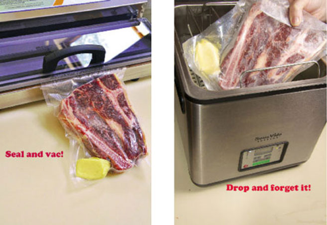 Sous vide sealing process of red meat