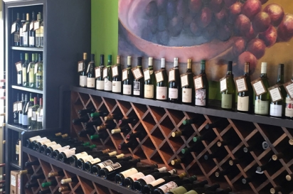 The Brown Jug has a carefully curated selection of wine to enjoy with a cheese plate or sandwich on their outdoor patio.