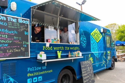 The Salt Block Food Truck, located on Route 28 in the overflow parking lot across from Saquatucket Harbor in Harwich Port, serves up a food experience that is “worth its weight”.